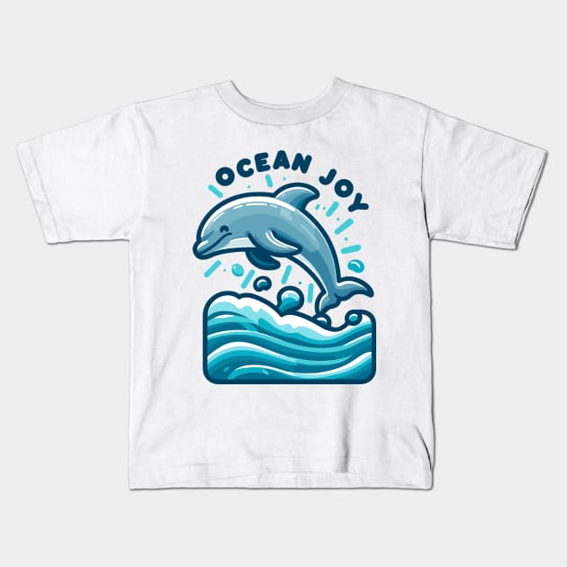 Ocean Joy: Leaping Dolphin Delight Kids T-Shirt by SimplyIdeas